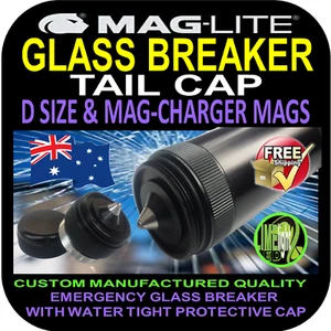 MAGLITE UPGRADE FLASHLIGHT TORCH TAIL CAP GLASS BREAKER D/DL MOD & 6V MAGCHARGER - Picture 1 of 10