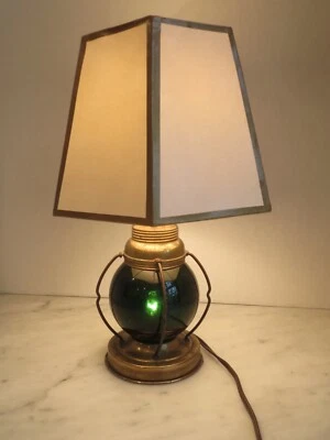 Vtg Nautical Ship Lantern Green Globe Table Light Marine Port Starboard Lamp - Image 1 of 4