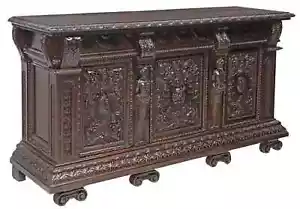 Antique Sideboard, Italian Renaissance Revival,  Carved,  Walnut, Early 1900s! - Picture 1 of 8