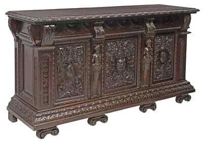 Antique Sideboard, Italian Renaissance Revival,  Carved,  Walnut, Early 1900s! - Image 1 of 4