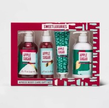Apple Sugar Bath and Body Gift Set - 4pc lotion/body wash/hand cream/body spray