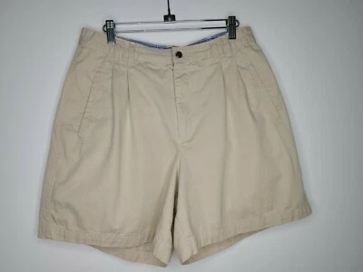 复古 Bugle Boy 女式短裤卡其色高腰妈妈短裤 6 英寸内缝 14 码 — 第 1/4 张图片