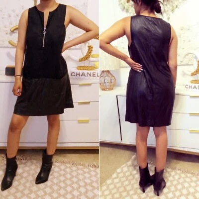 NWT BCBG MAXAZRIA FUAX LEATHER A-LINE  SHORT DRESS SZ S $250 - Image 1 of 4