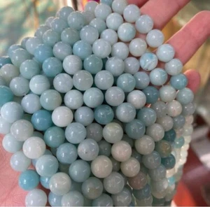 Cuentas de piedras preciosas de amazonita azul liso natural semipreciosas de 4-10 mm - Imagen 1 de 9