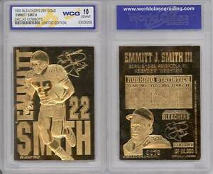 EMMITT SMITH 1995 23KT Gold Card Sculpted NFL Dallas Cowboys Graded GEM MINT 10