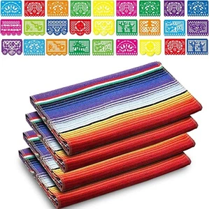 Bamba 7 Pieces Mexican Table Runners 14 X 110 inch - Large Colorful Plastic Pape - Picture 1 of 7