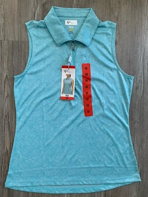 M Greg Norman Mujer Azul Sin Mangas Polo Jugar Seco Golf Cuarto Cremallera Camisa NUEVO Foto 1 de 3