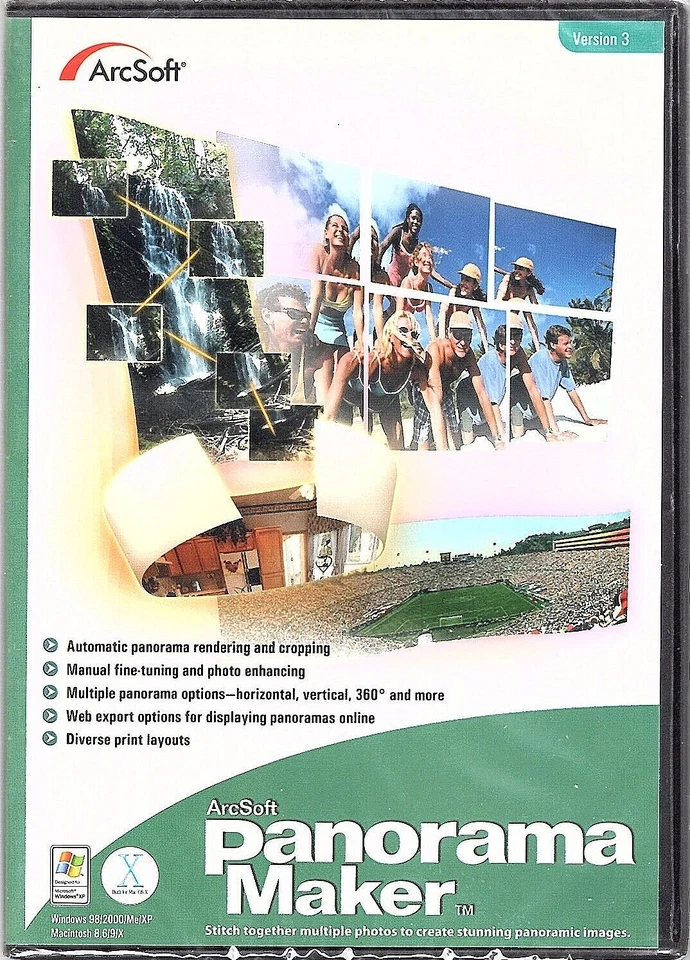 ArcSoft Panorama Maker 3 [Windows 98/2000/Me/XP] [Macintosh 8.6/9/X] New/Sealed - Image 1 of 2