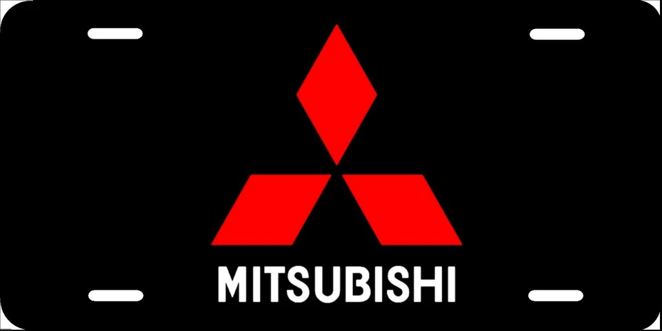 Mitsubishi, Logo, Matrícula Etiqueta Coche Nuevo Metal Aluminio, EE. UU., Negro Foto 1 de 1