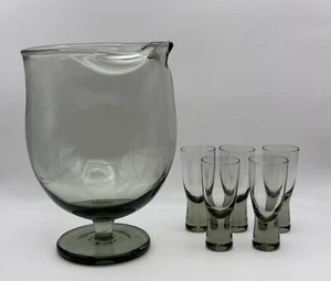HOLMEGAARD Elsinore Martini Pitcher & 5 Canada Cordial Shot Glasses Danish Smoke - Picture 1 of 24