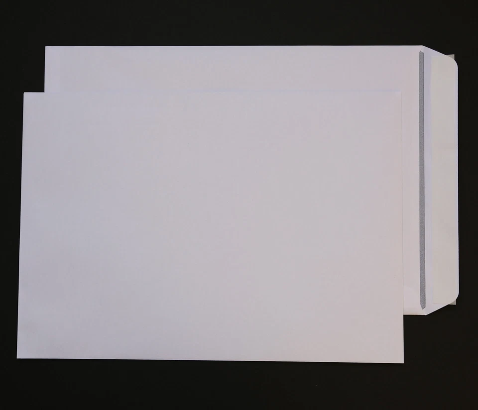 100 St. Versandtaschen DIN B4 weiß ohne Fenster Haftklebend Briefumschläge