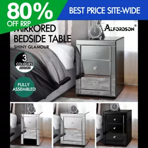 ALFORDSON Bedside Table Mirrored Cabinet Nightstand Side End Table Drawers - Picture 1 of 76