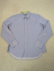 Robert Graham Shirt Mens Medium Blue Check Long Sleeve Button Down Tailored Fit - Picture 1 of 15