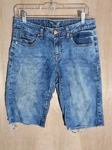 apt 9 jean shorts womens 29 bermuda stretch mid rise cut off blue - Picture 1 of 5