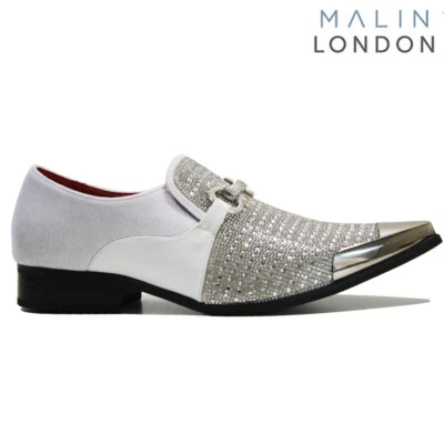 MENS RHINESTONE BUCKLE RETRO SMART FORMAL PARTY WEDDING DRESS LOAFERS SHOES SIZE - Image 1 of 4