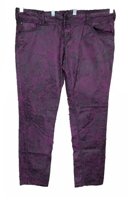 Pantalones de mezclilla Almost Famous para mujer junior 17 jegging tejidos púrpura negro salpicaduras usados en excelente estado Foto 1 de 4