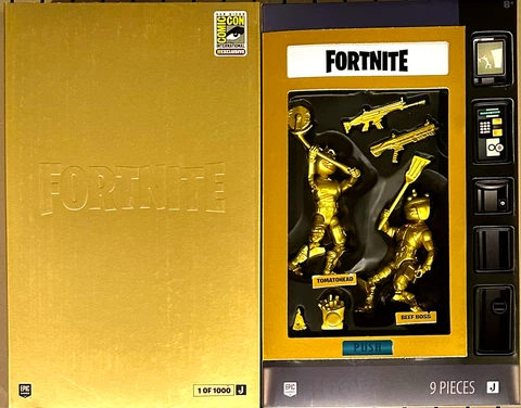 2023 SDCC JAZWARES FORTNITE 2-PACK GOLD "VENDING MACHINE" BEEF BROS & TOMATOHEAD Cover
