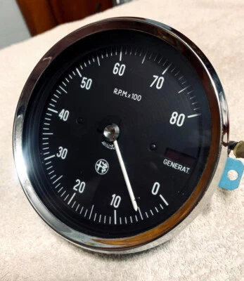 1977 年阿尔法罗密欧 2000 Spider Veloce Iniezione 原始设备制造商 Jaeger 8K RPM 转速计 — 第 1/4 张图片