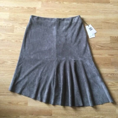 Ivanka Trump Faux Suede Brown Skirt ( 14 )  Taupe Color Asymmetrical New - Image 1 of 4