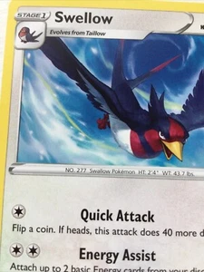 Pokemon Karte Vivid Voltage 2020 Pack Fresh Stage 1 SWELLOW 134/185 Schwalbe - Bild 1 von 4