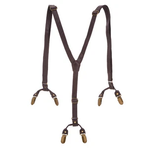 Hosenträger Y Form Vintage Leder Nachbildung Braun 2 cm  - Bild 1 von 7