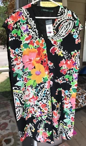 Lauren Ralph Lauren 12 Womens Cap Sleeve Cocktail Dress Black Floral NWT 05 - Picture 1 of 8