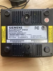 Siemens Speedstream 4100 B Ethernet ADSL Modem/power Cord And Ether Cable - Picture 1 of 3