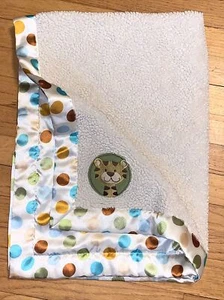 HTF NoJo Jungle Pals Tiger Satin Polka Dot & Ivory/Cream Sherpa Blanket/Lovey - Picture 1 of 6