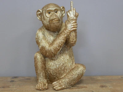 Figura de macaco rude chimpanzé atrevido enfeite de resina engraçado até o seu médio 19cm médio - Imagem 1 de 4