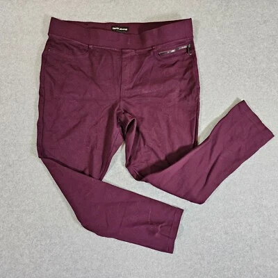 Pantalón ponte al tobillo DKNY Jeans para dama - granate XL detalle de cremallera Foto 1 de 4