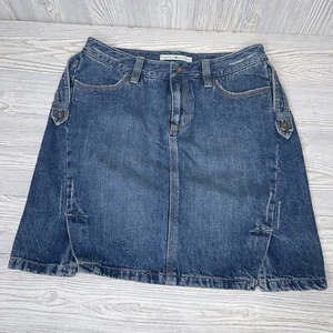 Vintage Tommy Hilfiger Jean Skirt Women's Size 6 Denim Blue 04 Dual Front Slits - Picture 1 of 10