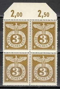Germany 1943 MNH Mi 830 Sc B217 Nazi Emblem ** Block of 4 - Picture 1 of 2
