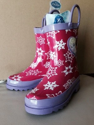9Disney Frozen Elsa & Anna Botas de Lluvia Niñas Pequeñas Talla 6, 7, 8,9,10 Foto 1 de 4