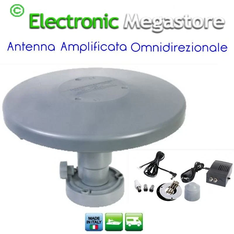 OFFEL ANTENNA AMPLIFICATA TV DVB-T, OMNIDIREZIONALE, PER NAUTICA/CAMPER/PULLMAN
