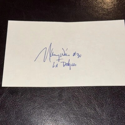 Maury Wills Autographed Signed 3x5 Index Card Inscribed #30 LA Dodgers Beckett - Image 1 of 3