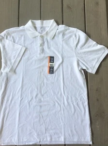 George Mens M 38-40 Solid Mesh Polo Shirt Short Sleeve NWT White - Picture 1 of 8