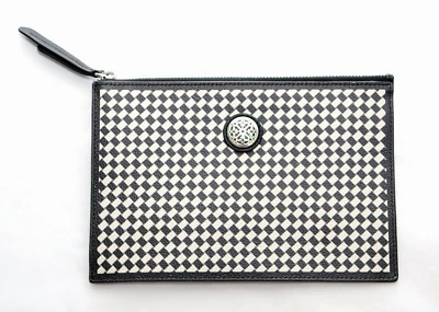 Brighton Ferrara Blanco y Negro Mixology Mosiac Cuero Cremallera Bolsa ~ NUEVO Foto 1 de 4