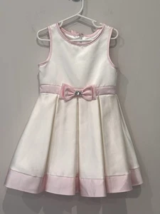 American Princess Girls White Pink Bow Special Occasion Formal Party Dress 4T - Picture 1 of 9