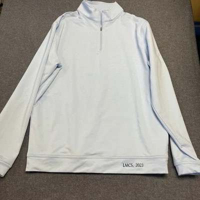 Peter Millar Men's Shirt Size L Blue Stripe Quarter Zip Pullover Polyester Blend - Image 1 of 4