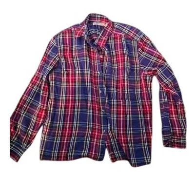 Plaid Flannel Shirt Long Sleeve Button Up Casual Work Everyday Top - Изображение 1 из 2