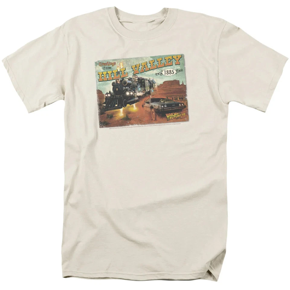 Camiseta de Regreso al Futuro Iii Hill Valley Postal Para Hombre Crema Foto 1 de 1
