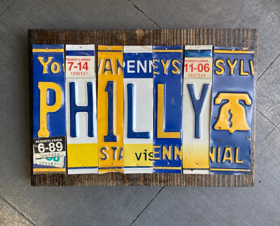 Philly Sign Made From PA License Plates - Philadelphia Phillies - Eagles - Image 1 of 1