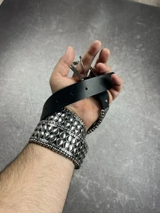 Vintage Y2K Streetwear MADE IN ITALY Japanese Style Streetwear Leather Belt 90s - Picture 1 of 6