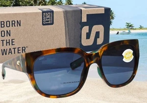 COSTA DEL MAR palm tortoise/gray WATERWOMAN polarized 580P sunglasses NEW IN BOX - Picture 1 of 8