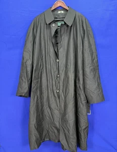 Lauren Ralph Lauren Black Trench Coat Men 44L Belted Button Front Rain Jacket - Picture 1 of 11