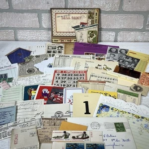 Vintage Ephemera Lot Paper Documents in Handmade Envelope Folder Pouch Baseball - Picture 1 of 15