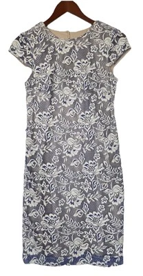 Phoebe Couture - Vestido midi floral azul/blanco con cremallera espalda abierta - Talla 4 - D7 Foto 1 de 4