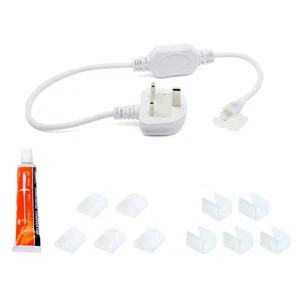LED COB Strip Light Standard 3 Pin UK Plug/End Cap/Mounting Bracket/Silicon Glue - Picture 1 of 5