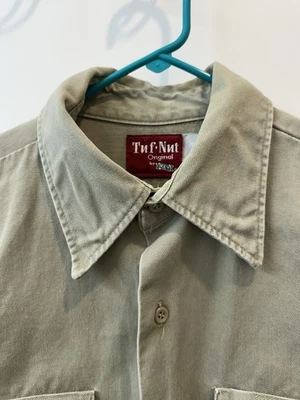 Vintage Key Tuf Nut Work Shirt Mens Size XL Beige Long Sleeve Workwear - Image 1 of 4