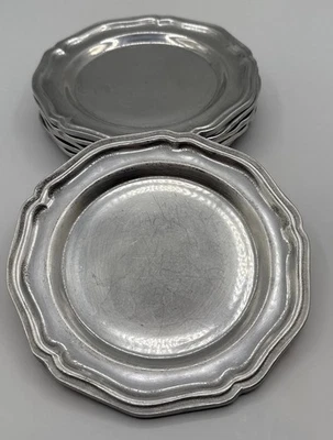 "Juego de 6 platos de pan y mantequilla Wilton Armetale Pewter Queen Anne 7""" Foto 1 de 4